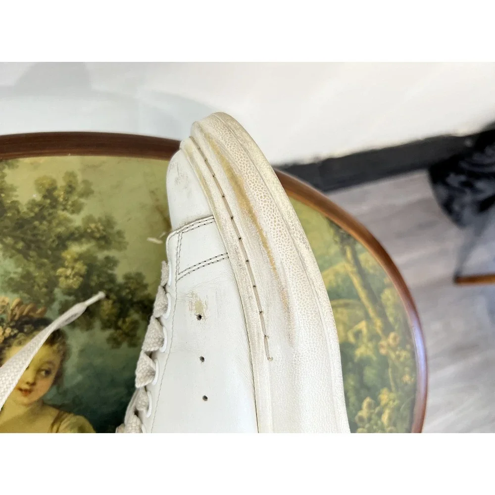 Alexander McQueen White Leather Black Suede Heel Sneakers EU 38.5 / 8.5